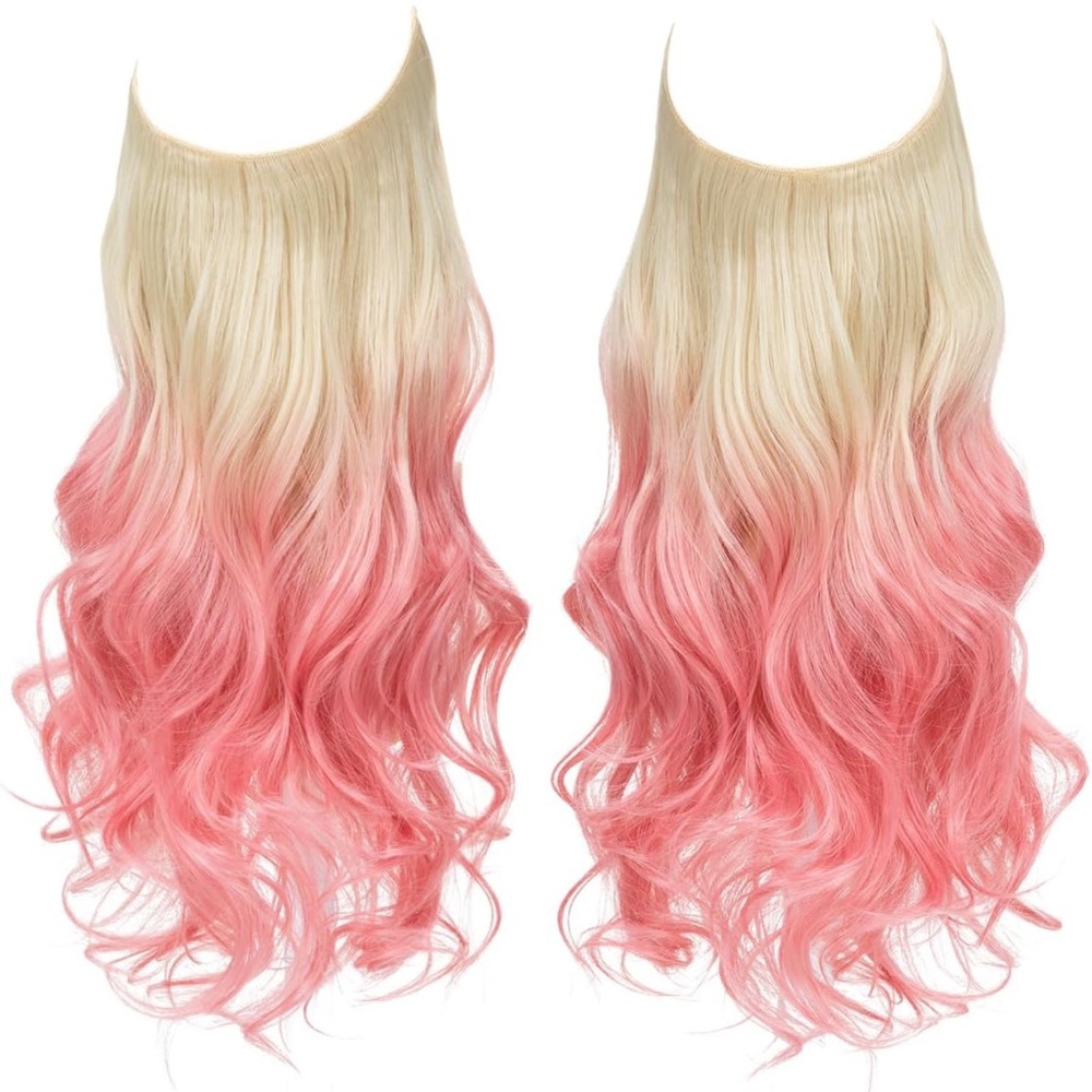 Halo Invisible Wire Hair Extension Hombre Blonde & Pink 16”